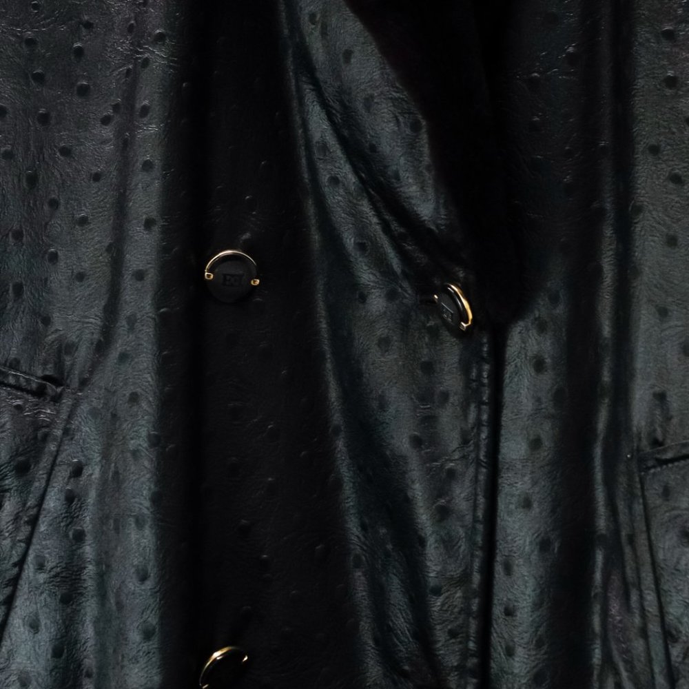 *SOLD* Escada Black Mink Collar Trench Coat - Picture 10 of 16